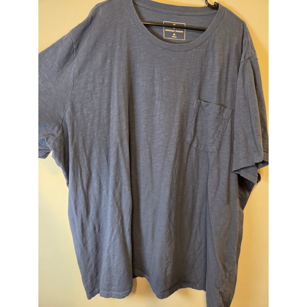 Mutual Weave Mens 4XL Blue Short Sleeve Pocket T-Shirt Slub Knit Casual Tee